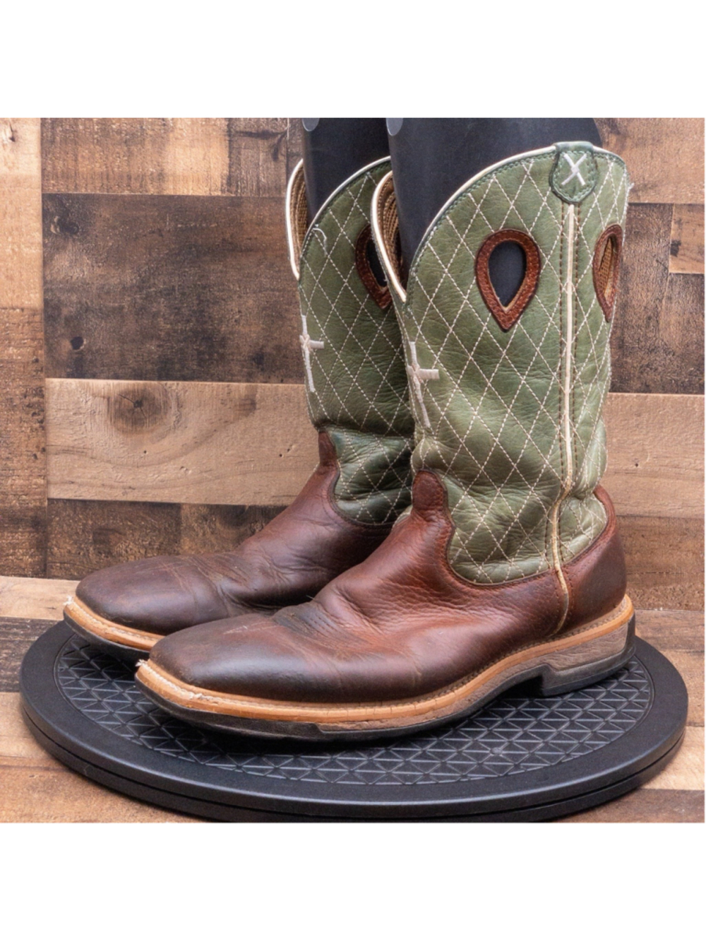 TWISTED X LITE 12” MENS WESTERN WORK BOOT COGNAC BROWN LIME LEATHER SIZE 9.5D